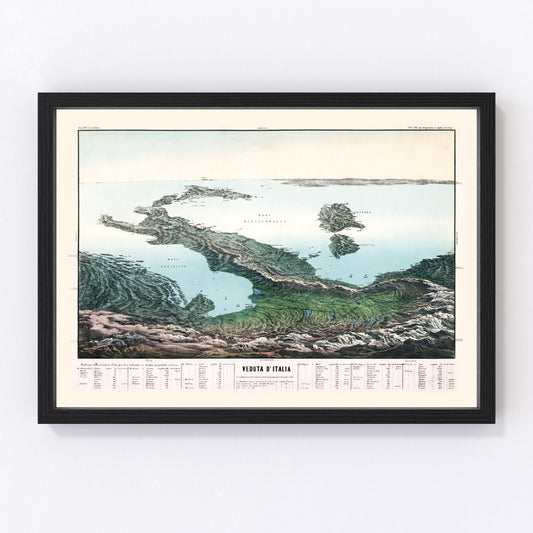 Vintage Map of Italy 1853