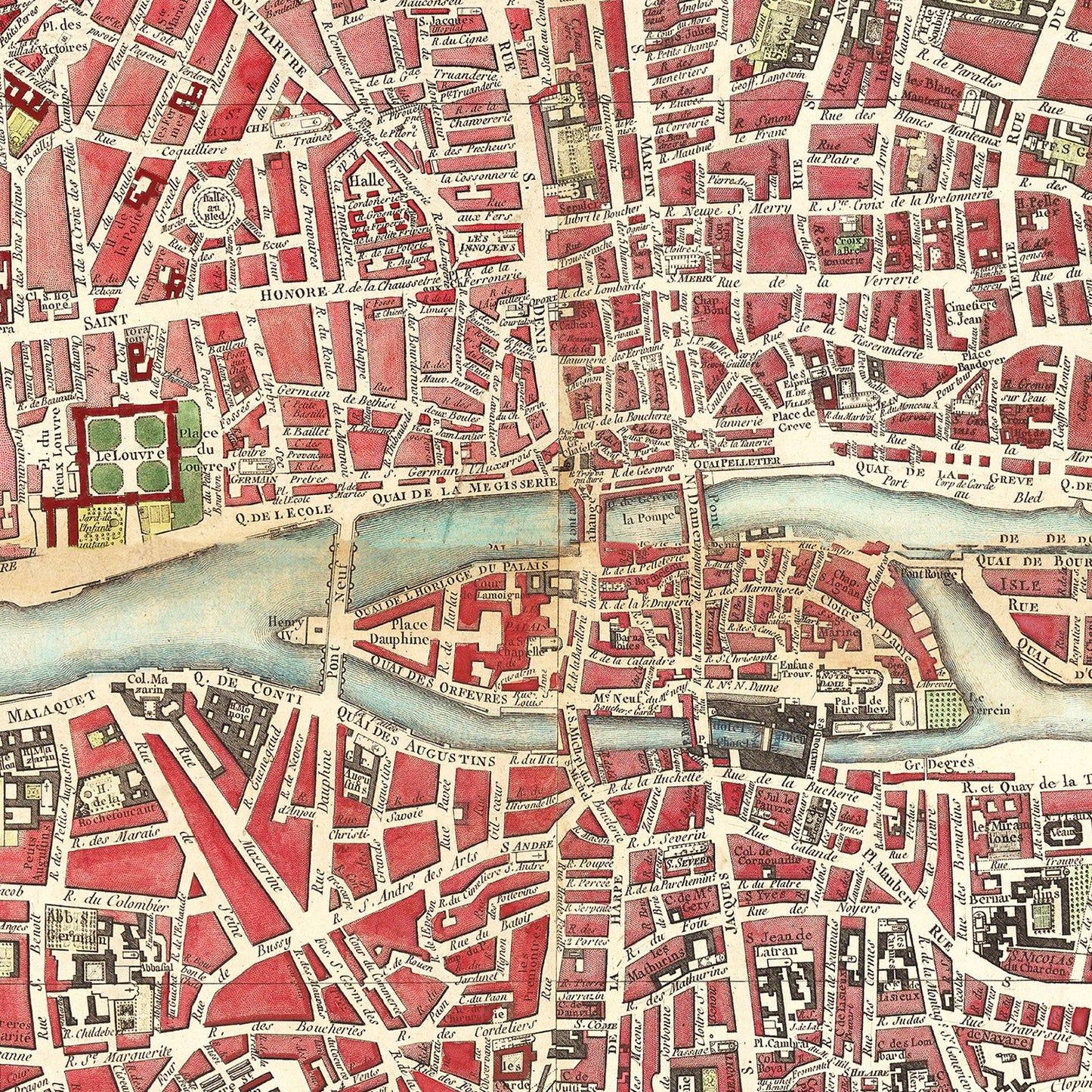 Vintage Map of Paris, France 1784