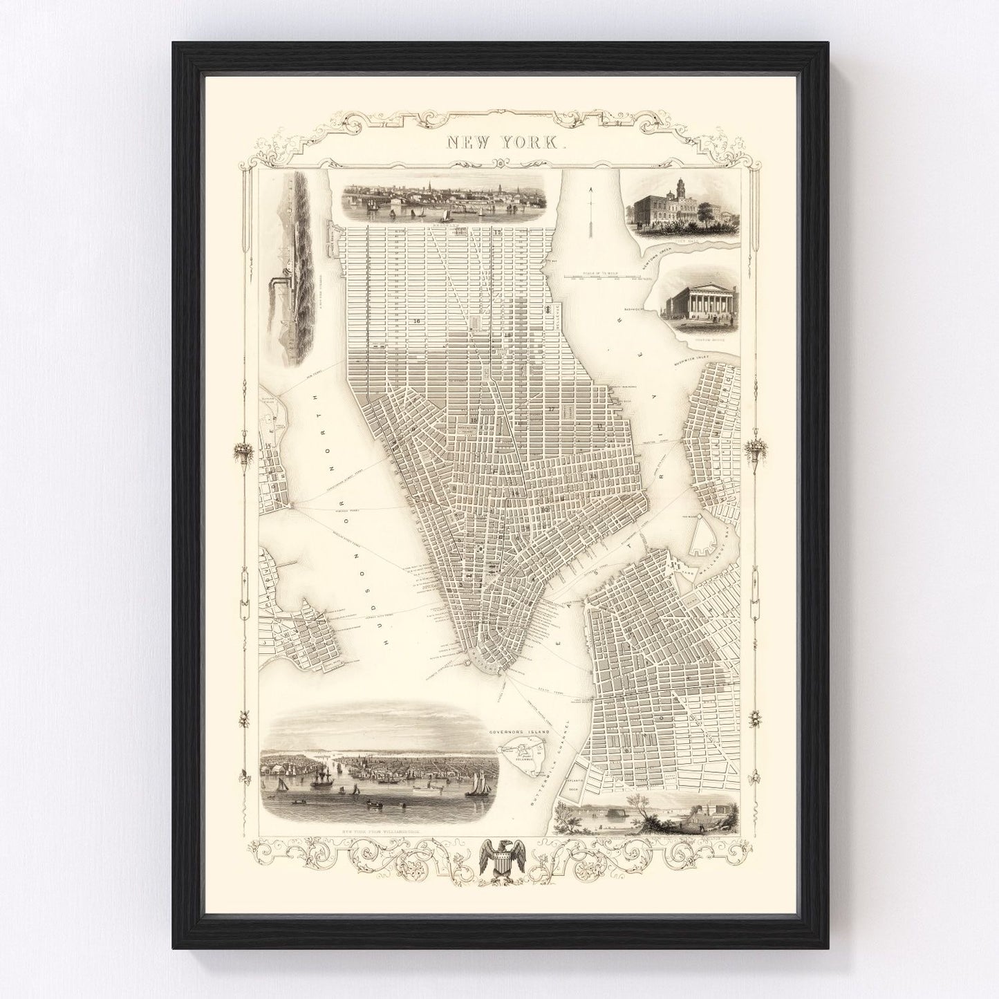 Vintage Map of New York City, New York 1851