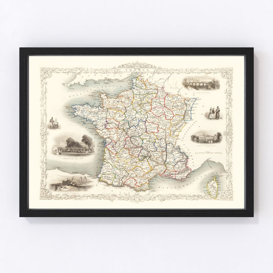 Vintage Map of France 1851