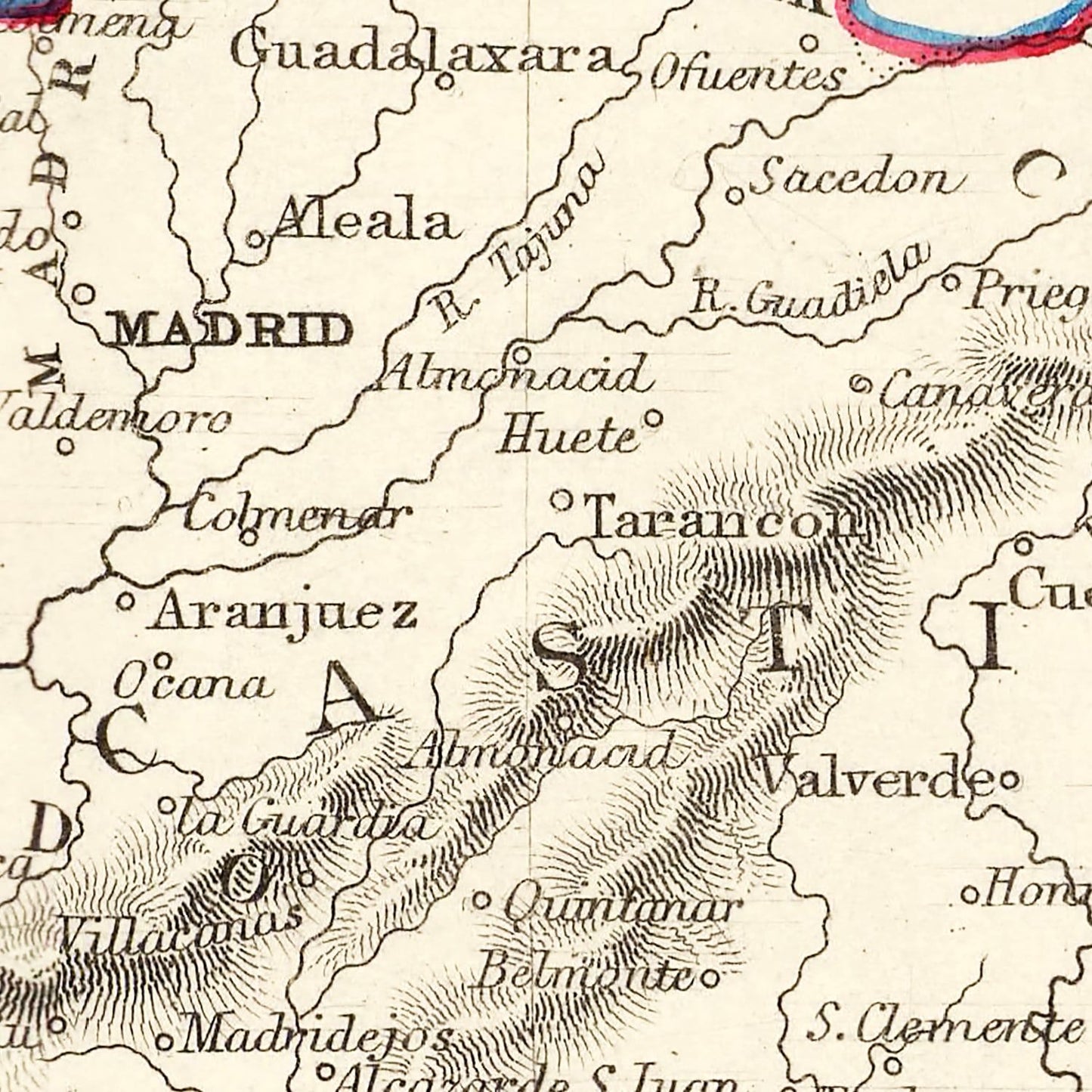Vintage Map of Portugal & Spain 1851