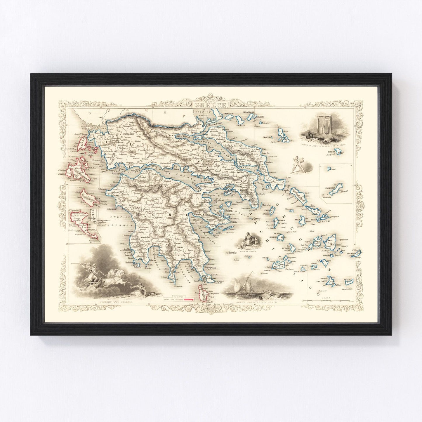 Vintage Map of Greece 1851