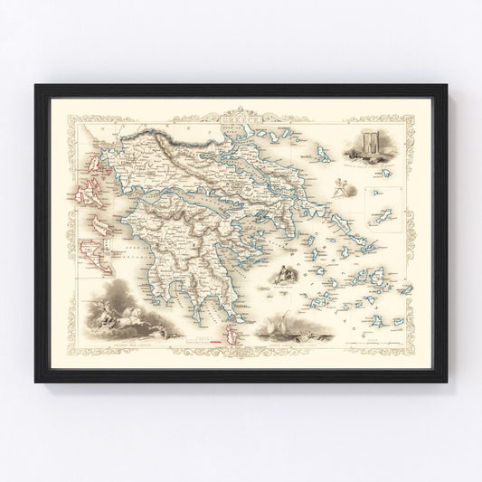 Vintage Map of Greece 1851