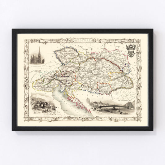 Vintage Map of Austria 1851