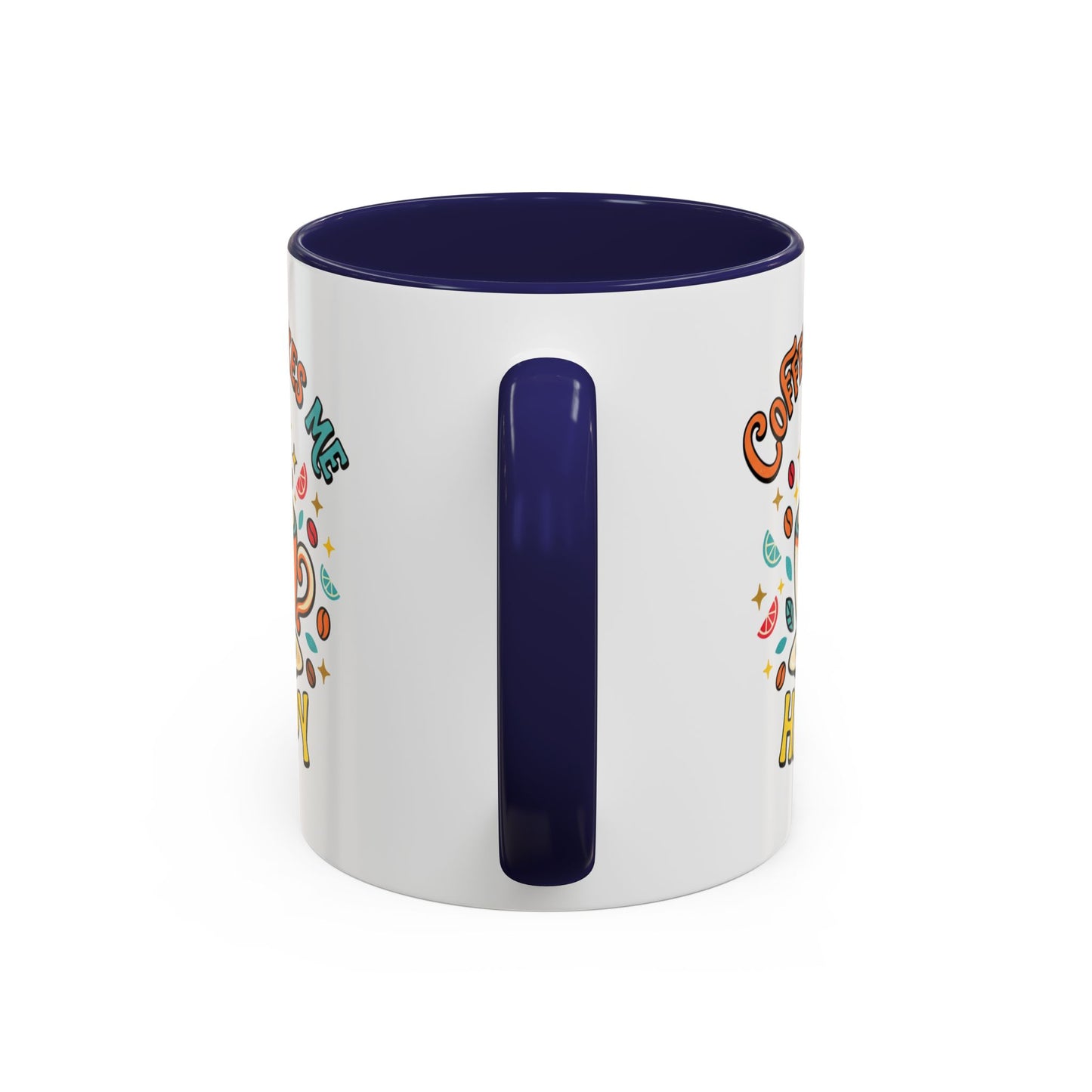 Coffee Mug — "Coffee Makes Me Happy" Cute Retro Accent Mug (11/15oz)