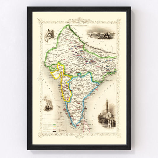 Vintage Map of British India 1851