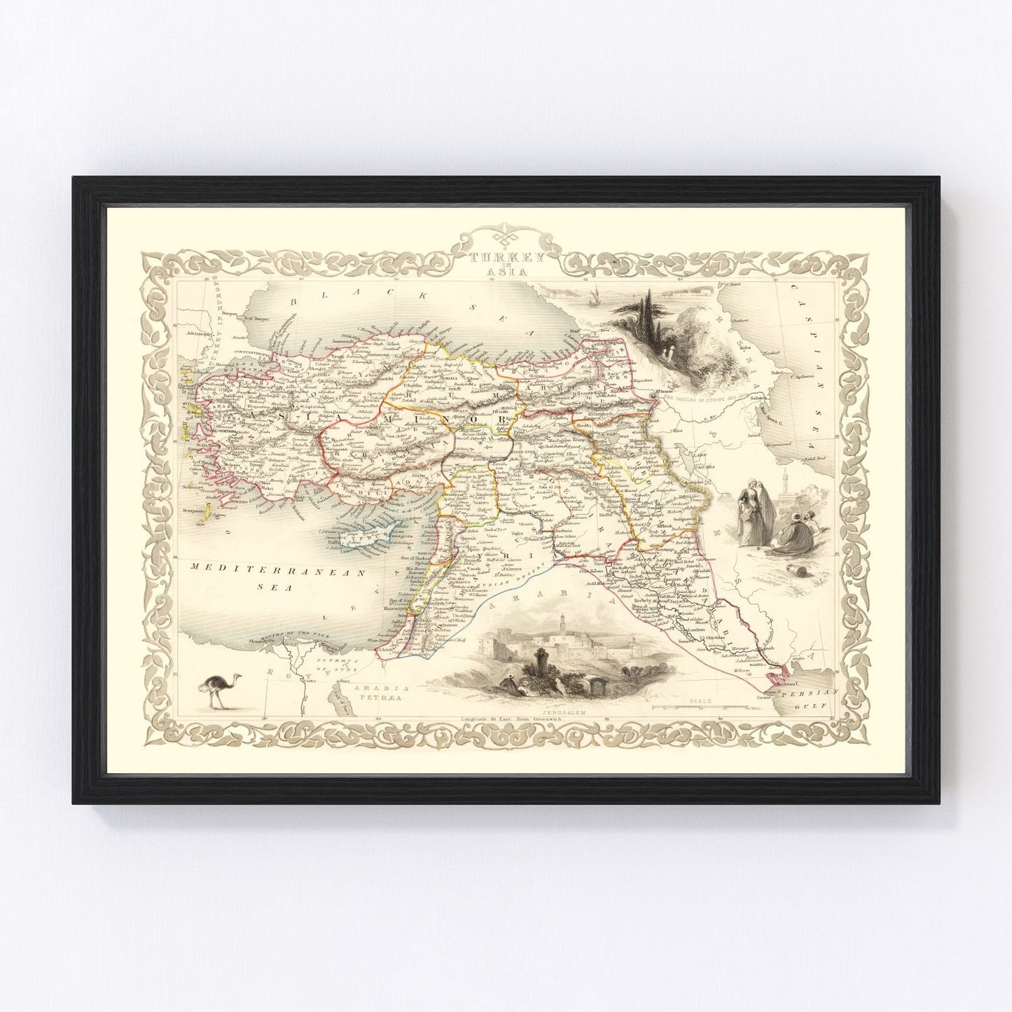 Vintage Map of Turkey in Asia 1851