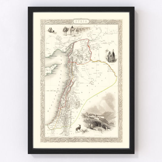 Vintage Map of Syria 1851