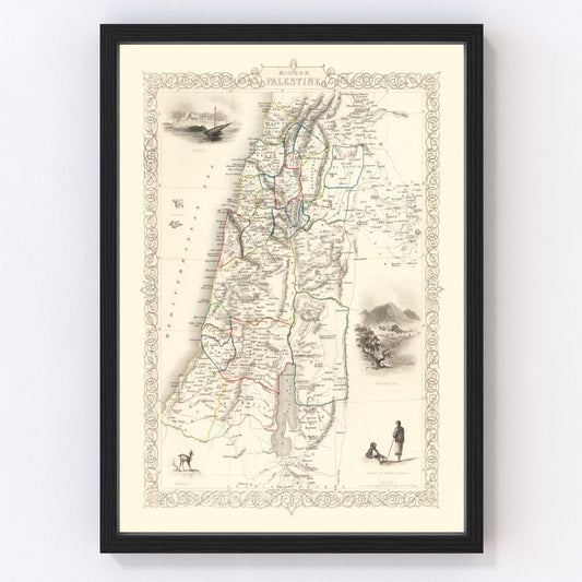 Vintage Map of Modern Palestine 1851