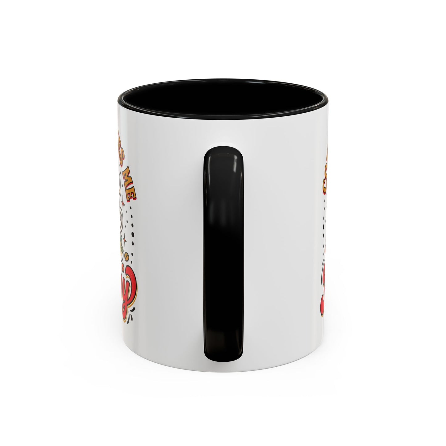 Coffee Mug — "Coffee Makes Me Happy" Cute Retro Accent Mug (11/15oz)