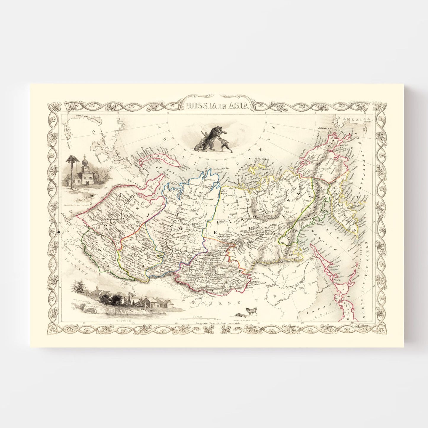 Vintage Map of Russia in Asia 1851