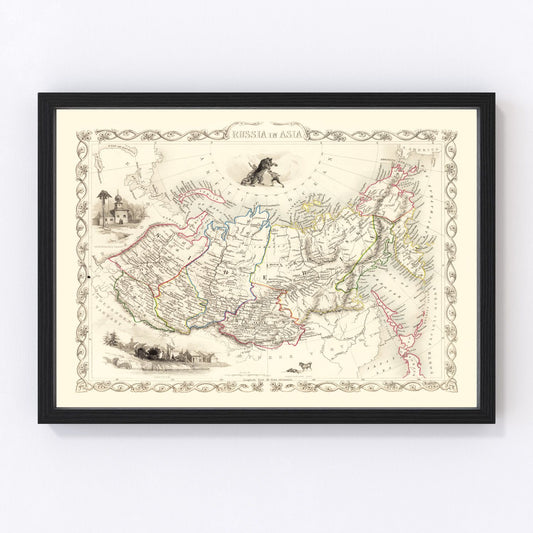 Vintage Map of Russia in Asia 1851