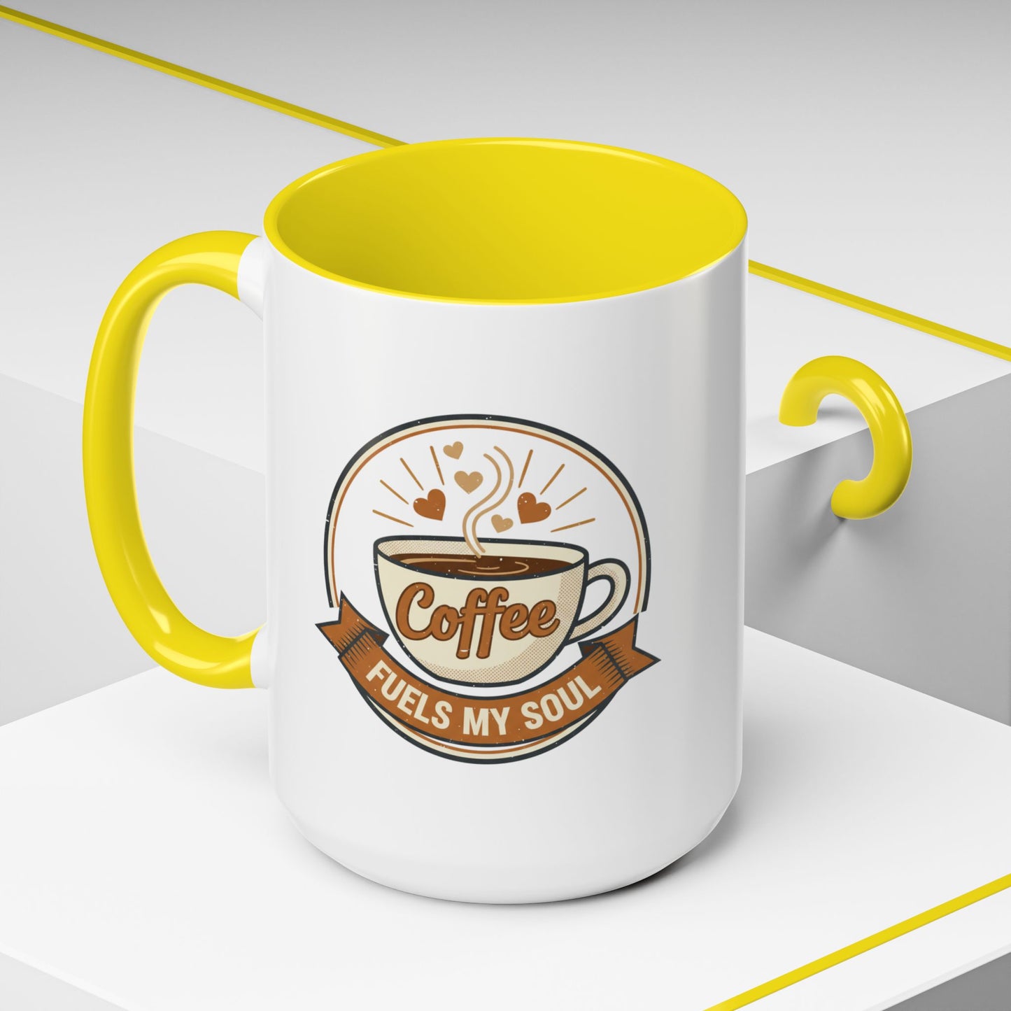 Coffee Mug - "Coffee Fuels My Soul" Accent Ceramic Mug (11/15oz)
