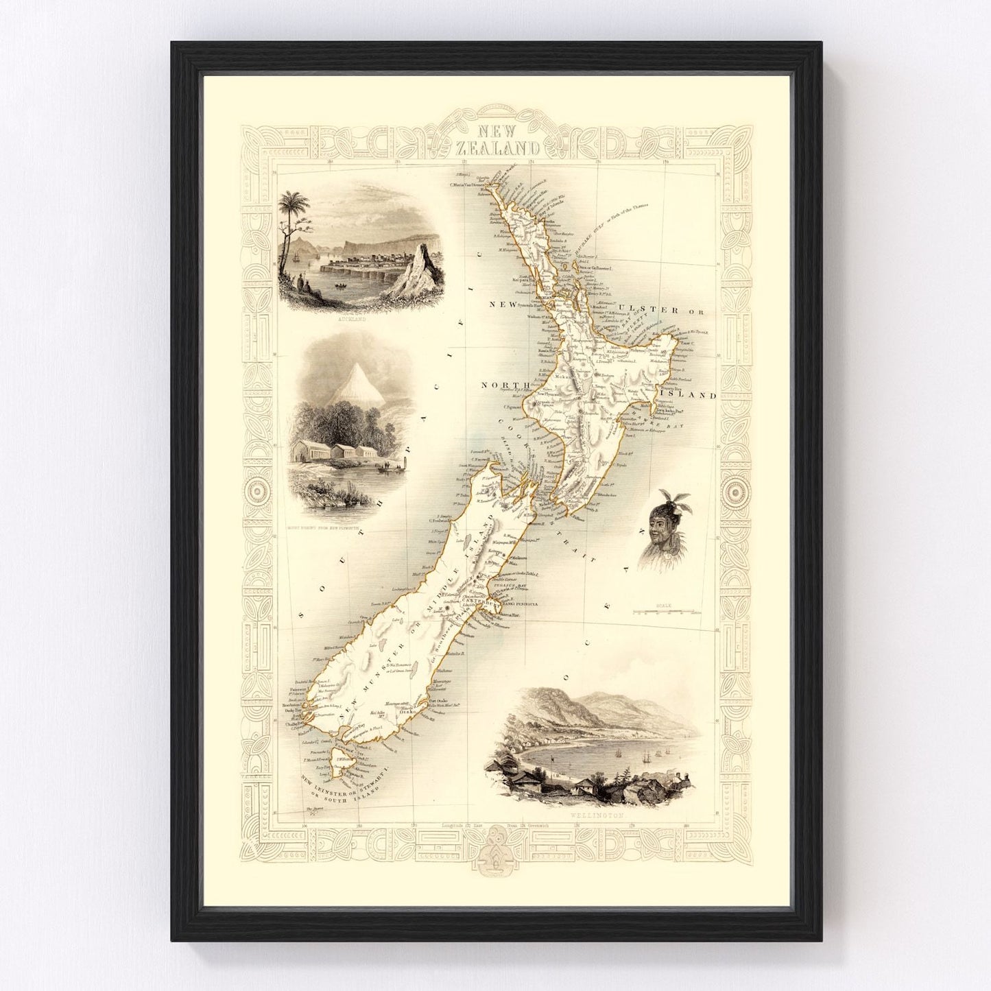 Vintage Map of New Zealand 1851