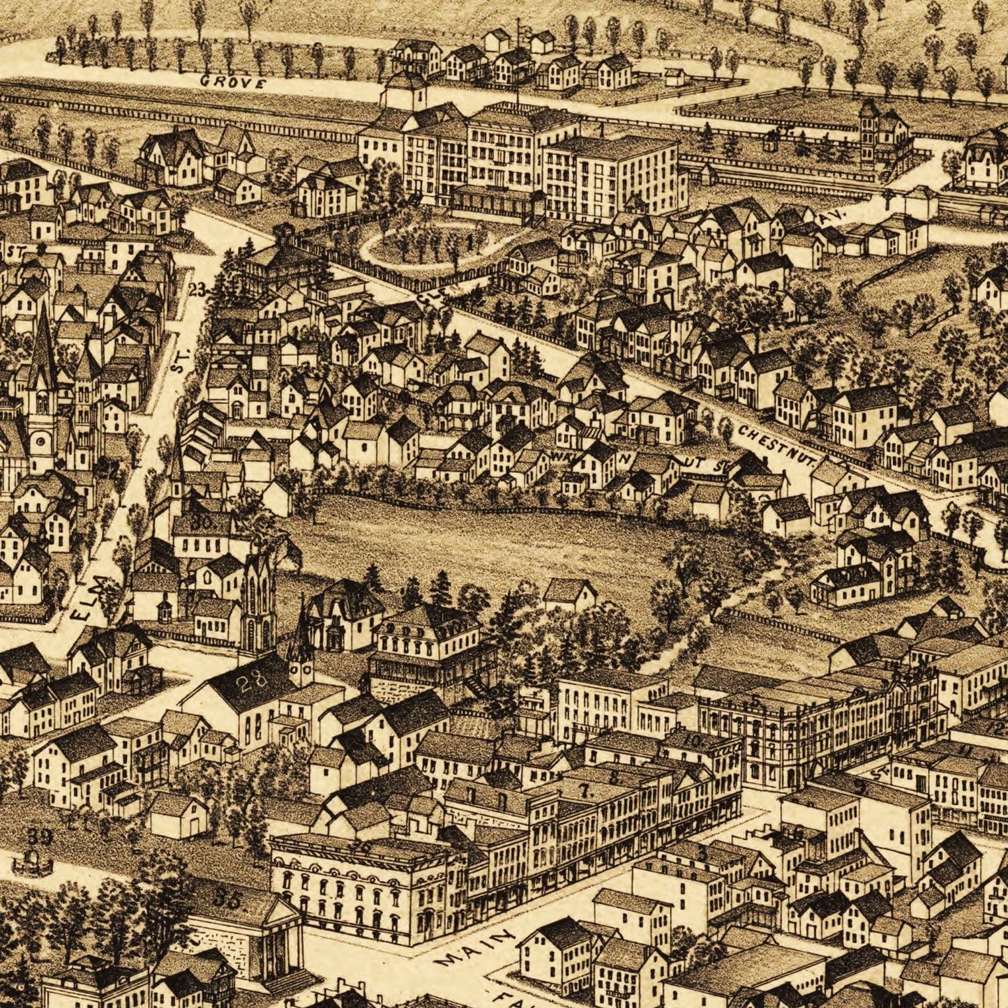 Vintage Map of Cooperstown, New York 1890