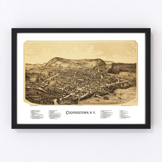 Vintage Map of Cooperstown, New York 1890