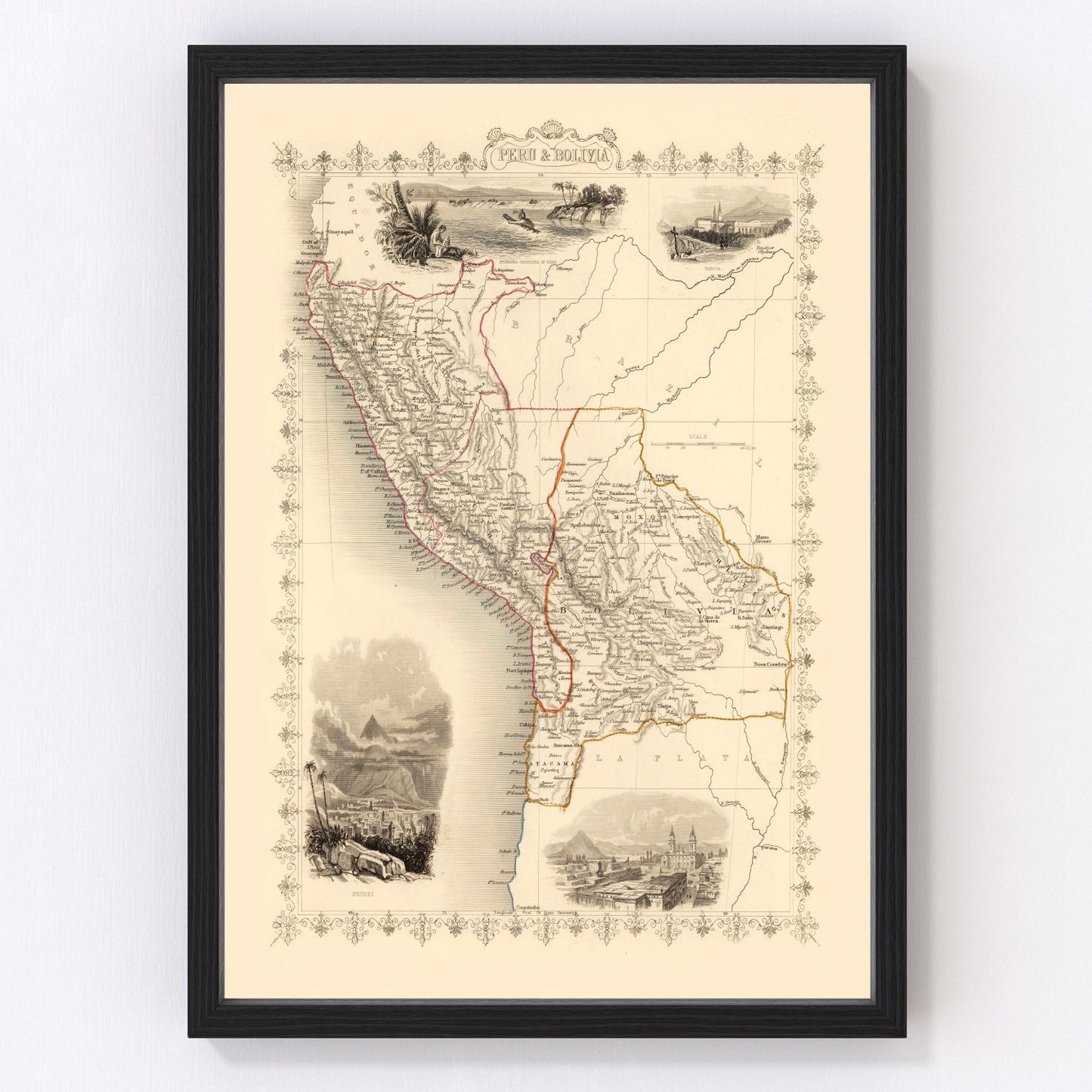 Vintage Map of Peru & Bolivia 1851