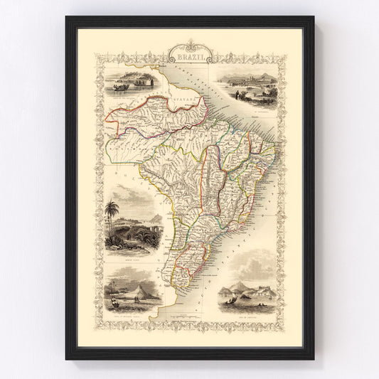 Vintage Map of Brazil 1851