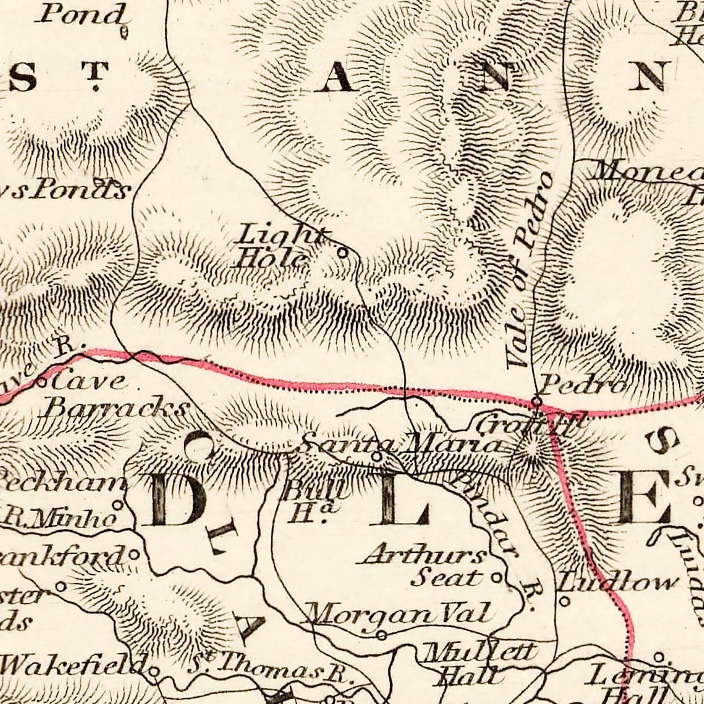 Vintage Map of Jamaica 1851