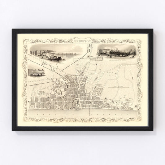 Vintage Map of Brighton, United Kingdom 1851