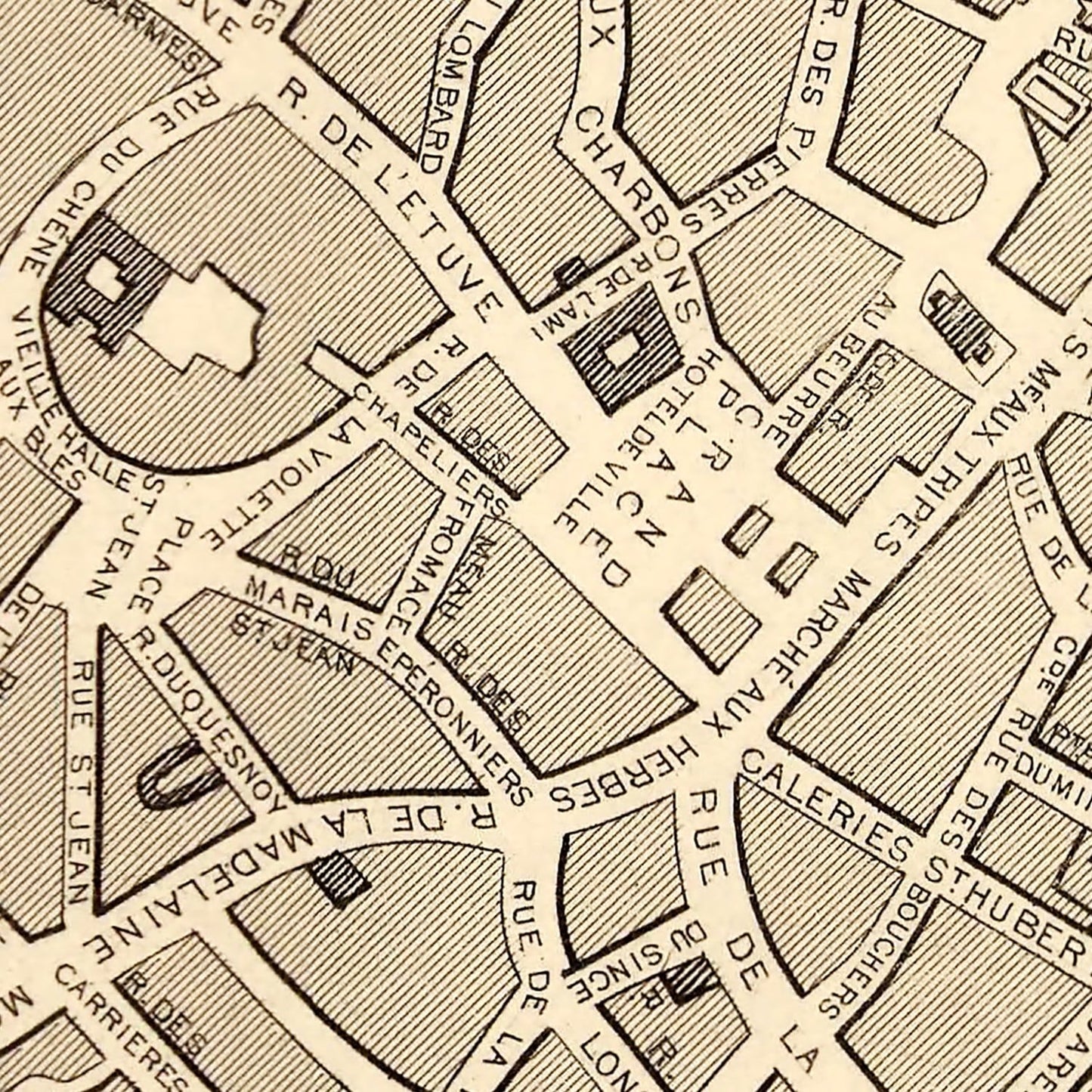 Vintage Map of Brussels, Belgium 1851
