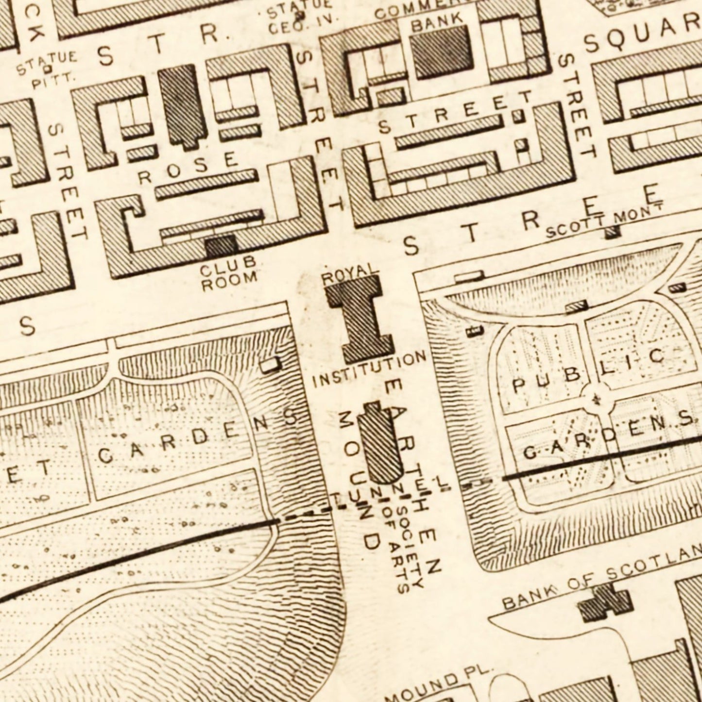 Vintage Map of Edinburgh, Scotland 1851