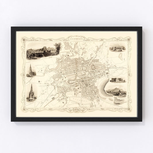 Vintage Map of Edinburgh, Scotland 1851