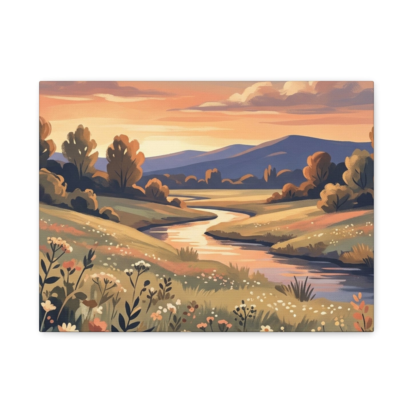 Sunset Meadow Canvas Wall Art