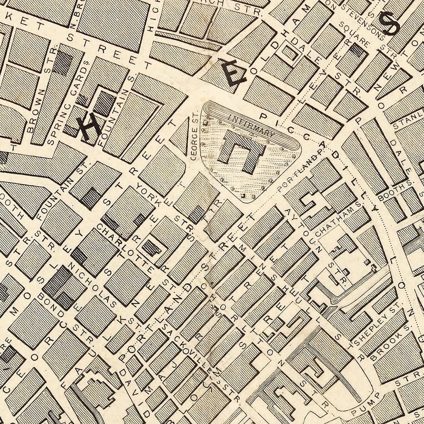 Vintage Map of Manchester, United Kingdom 1851