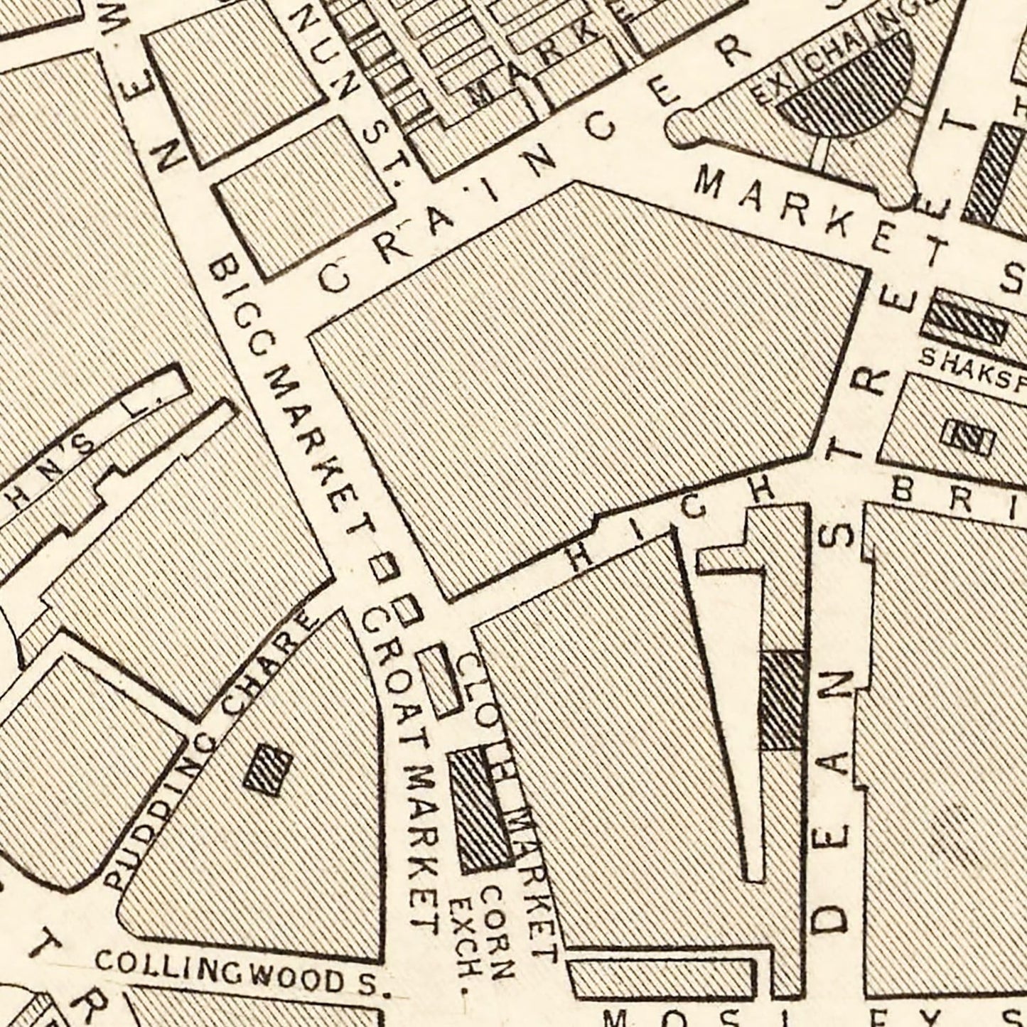 Vintage Map of Newcastle on Tyne, United Kingdom 1851
