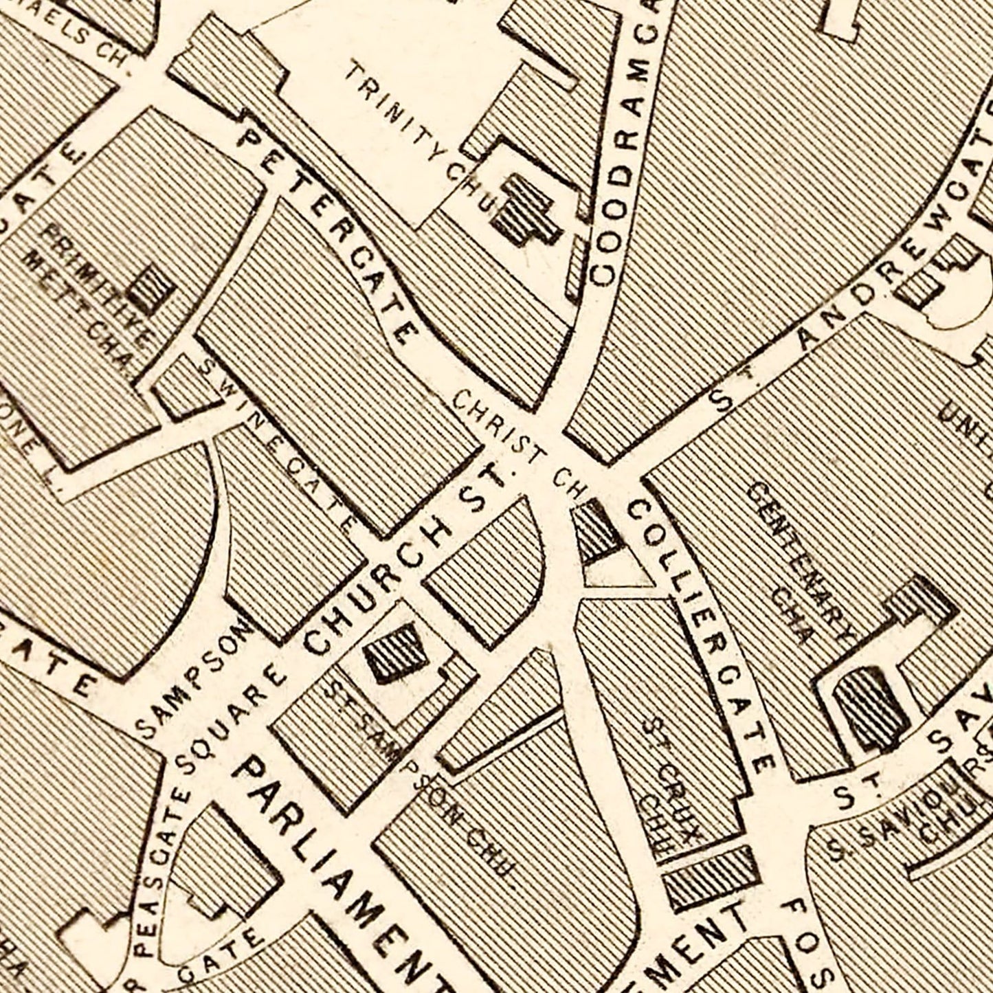 Vintage Map of York, United Kingdom 1851