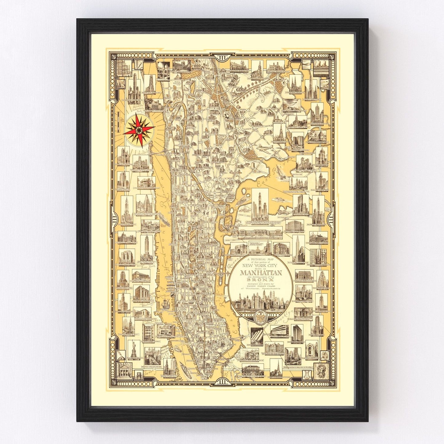 Vintage Map of Manhattan, New York 1939