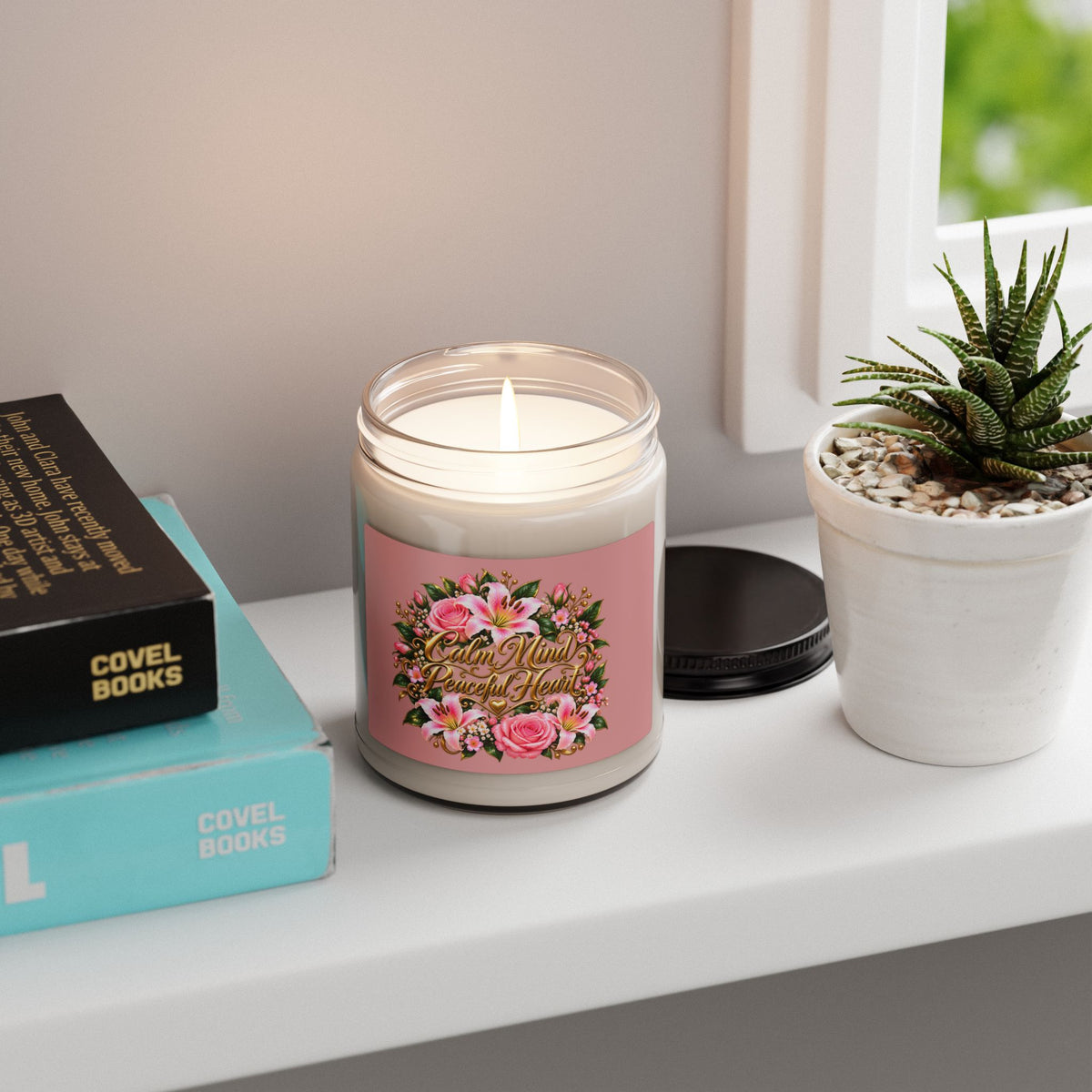 Calm Mind Peaceful Heart 9oz Scented Soy Candle — Floral Relaxation Jar