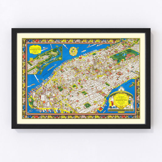 Vintage Map of Manhattan, New York 1926