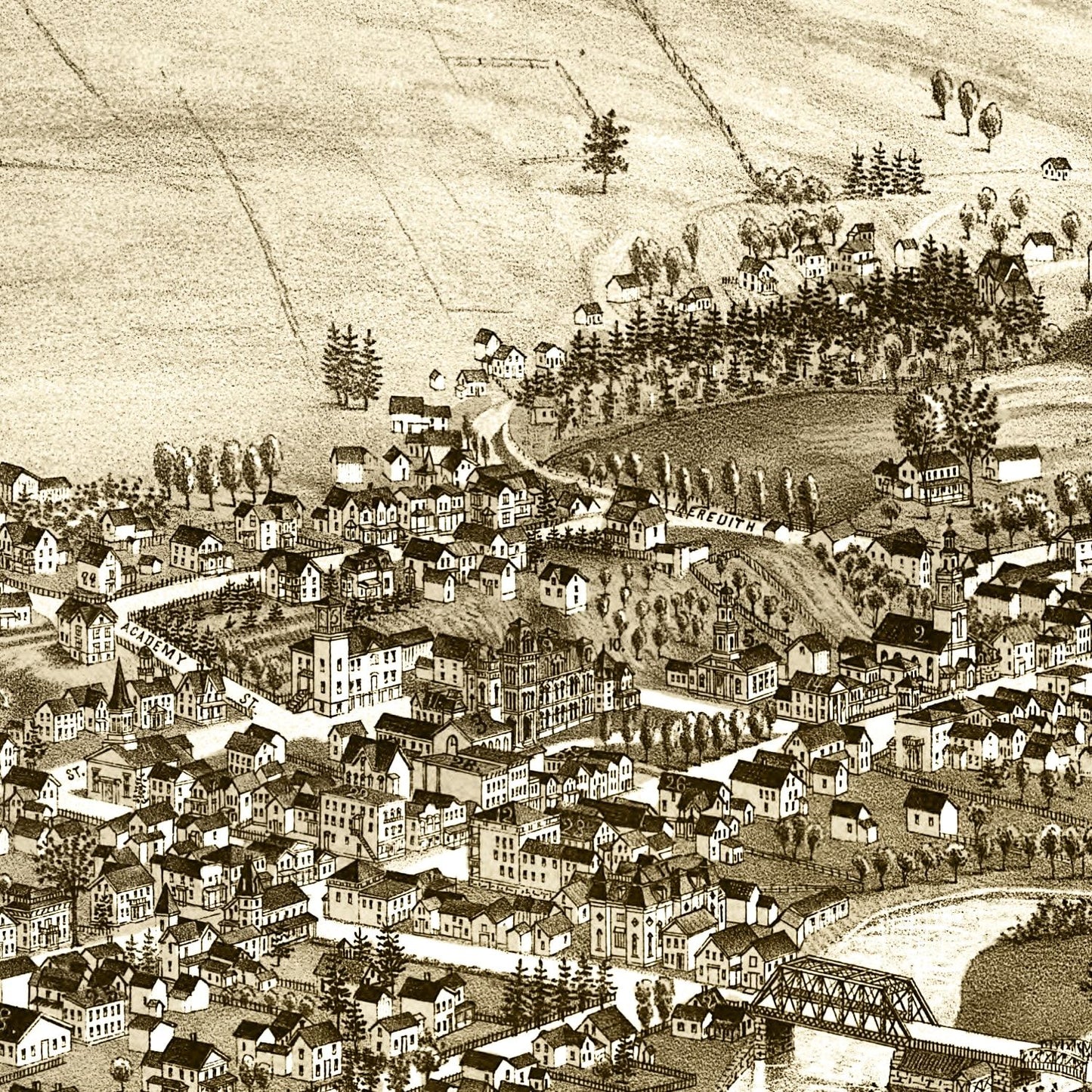 Vintage Map of Delhi, New York 1887