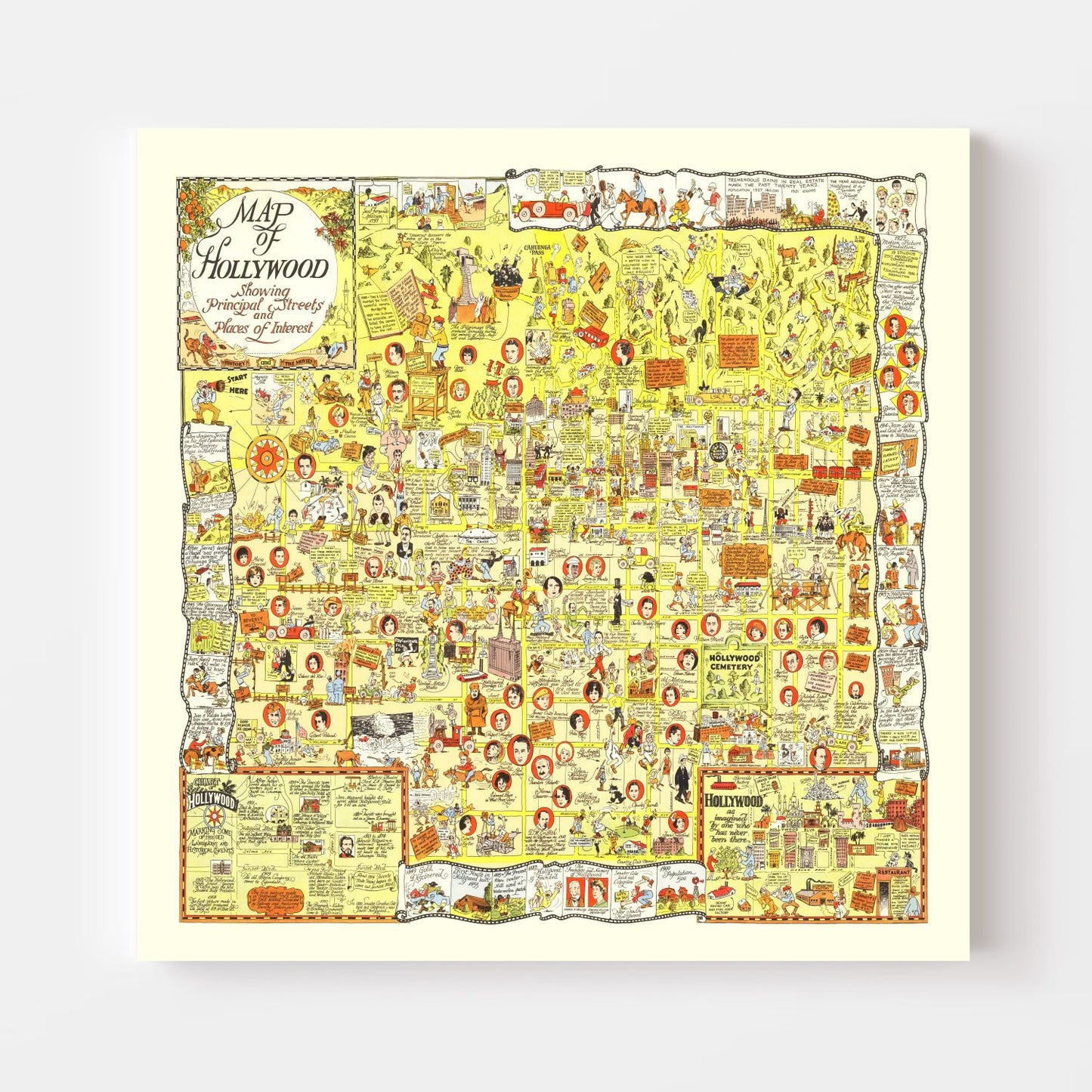 Vintage Map of Hollywood, California 1928