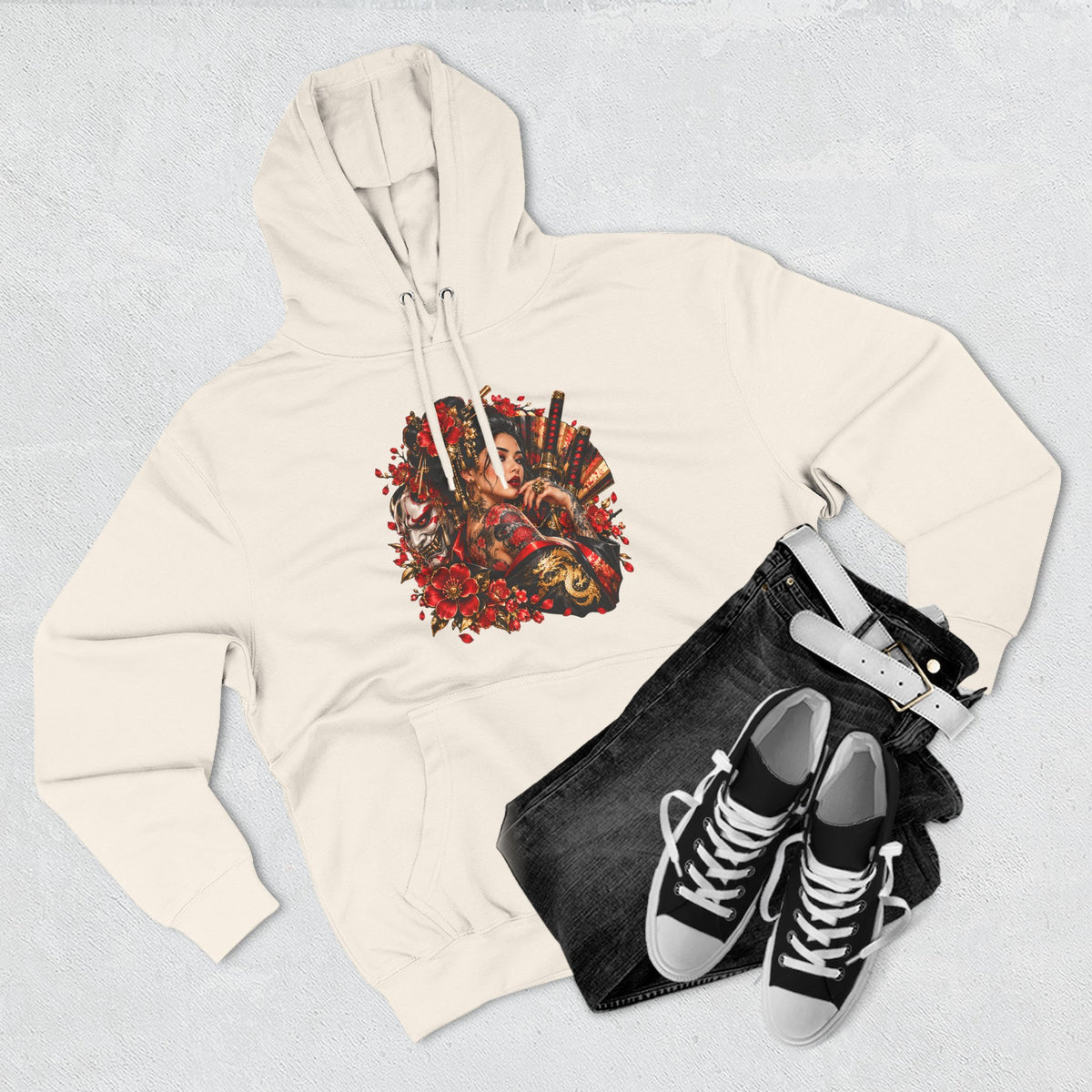 Floral Skull Hoodie — Gothic Rose Graphic Fleece Hoodie