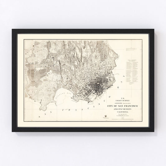 Vintage Map of San Francisco, California 1857