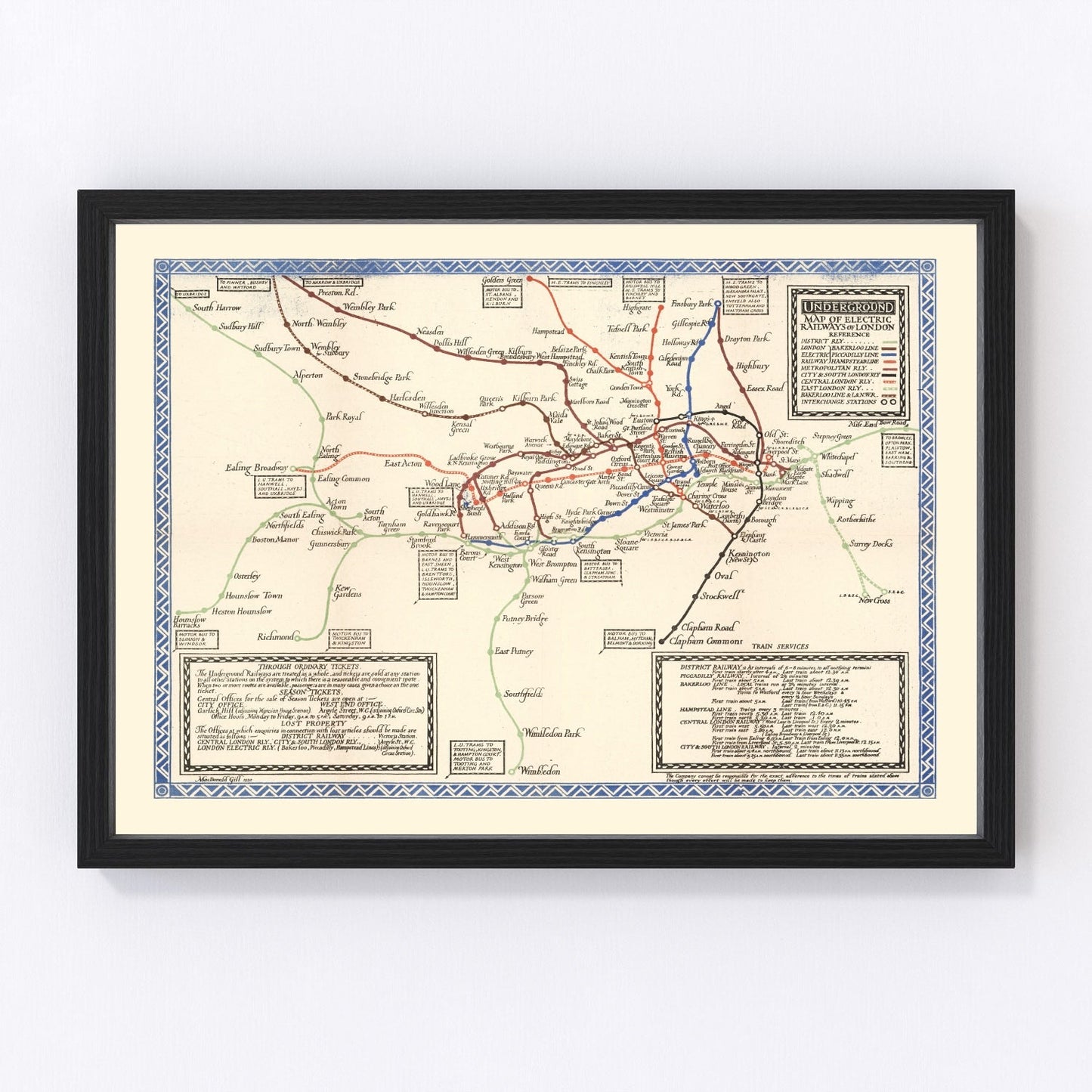Vintage Subway Map of London 1921