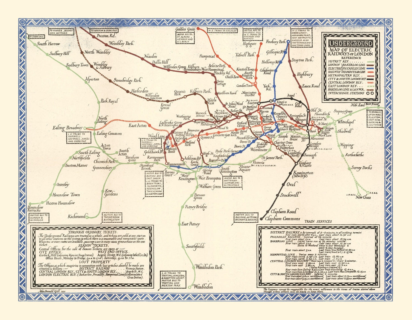 Vintage Subway Map of London 1921