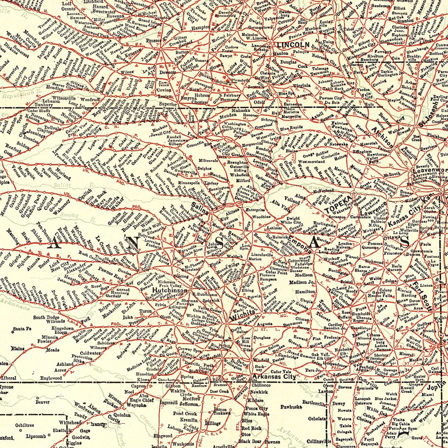 Vintage ABC Pathfinder Railway Guide Map 1902