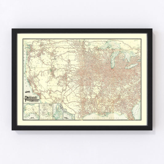Vintage ABC Pathfinder Railway Guide Map 1902