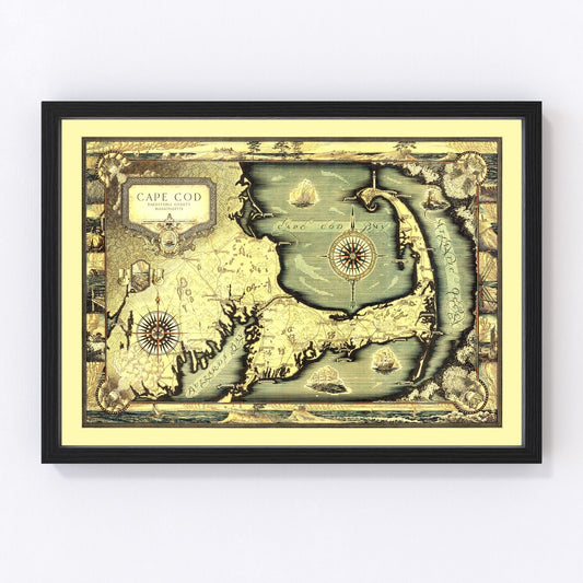 Vintage Map of Cape Cod, MA 1931