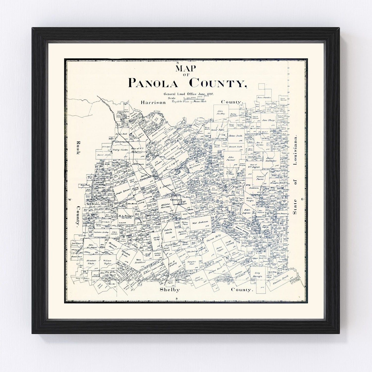 Vintage Map of Panola County, Texas 1897