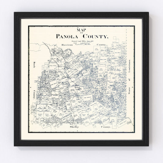 Vintage Map of Panola County, Texas 1897