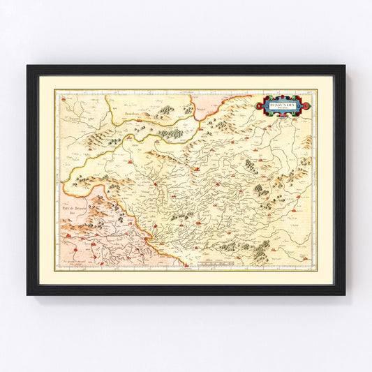 Vintage Map of Burgundy Region of France, 1623