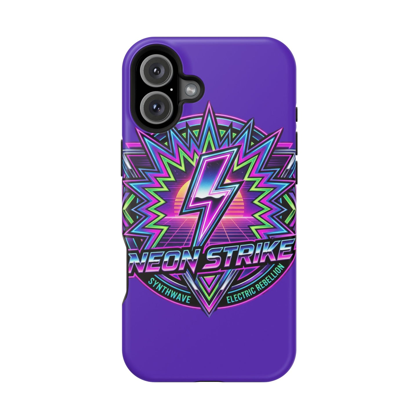 Neon Strike Phone Case — Retro 80s Lightning Magnetic Impact-Resistant Cover