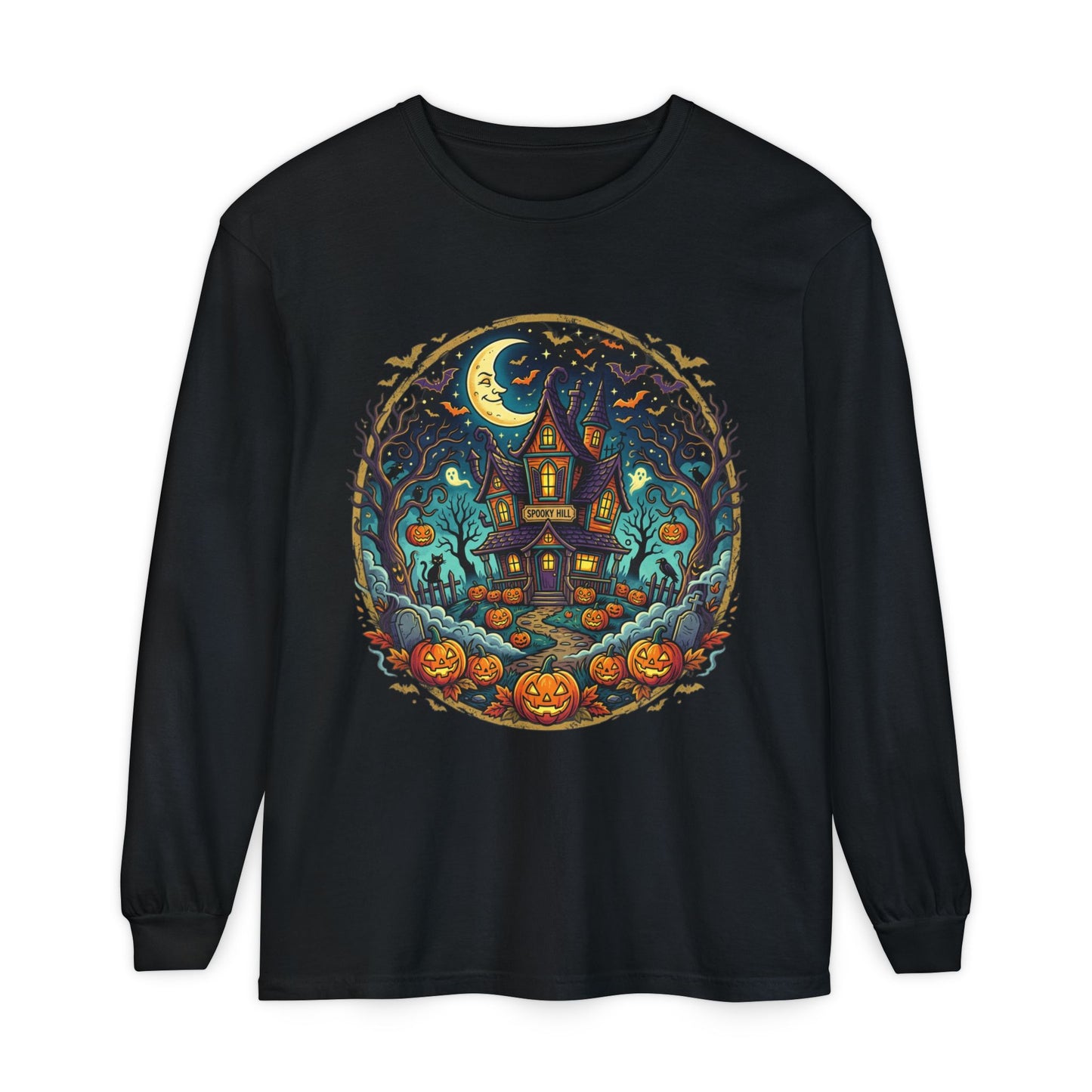 Haunted House Halloween Long Sleeve Tee