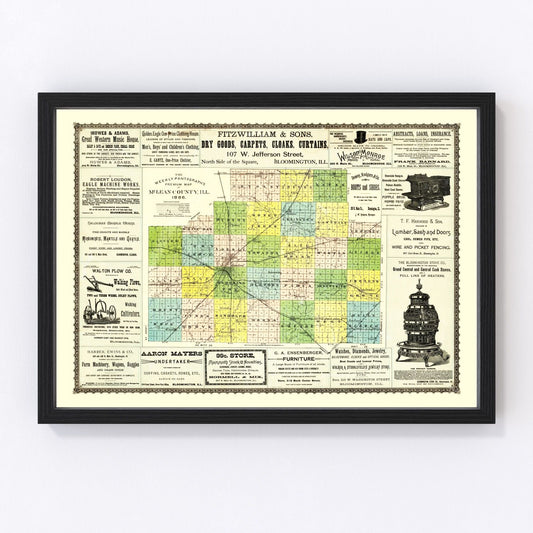Vintage Map of McLean County, Illinois 1886