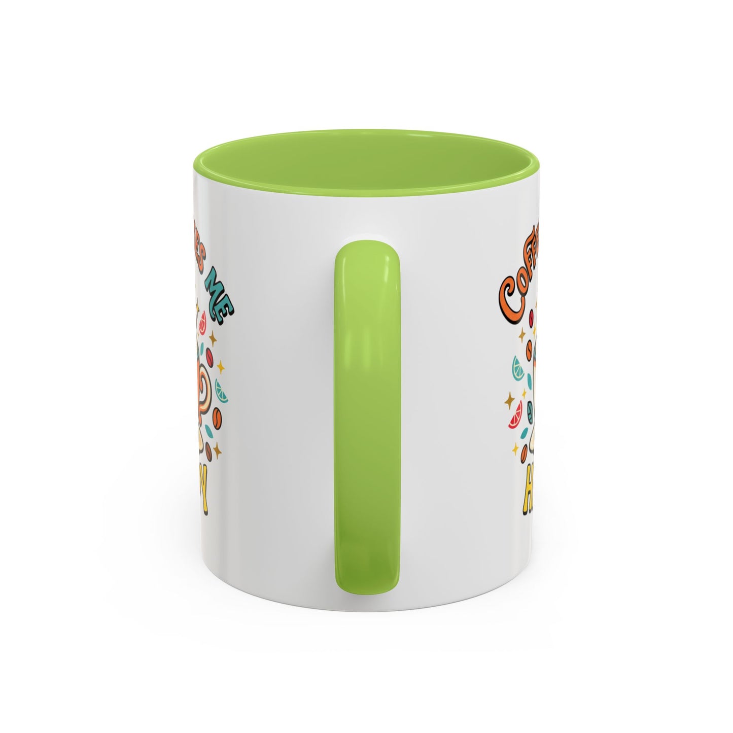 Coffee Mug — "Coffee Makes Me Happy" Cute Retro Accent Mug (11/15oz)